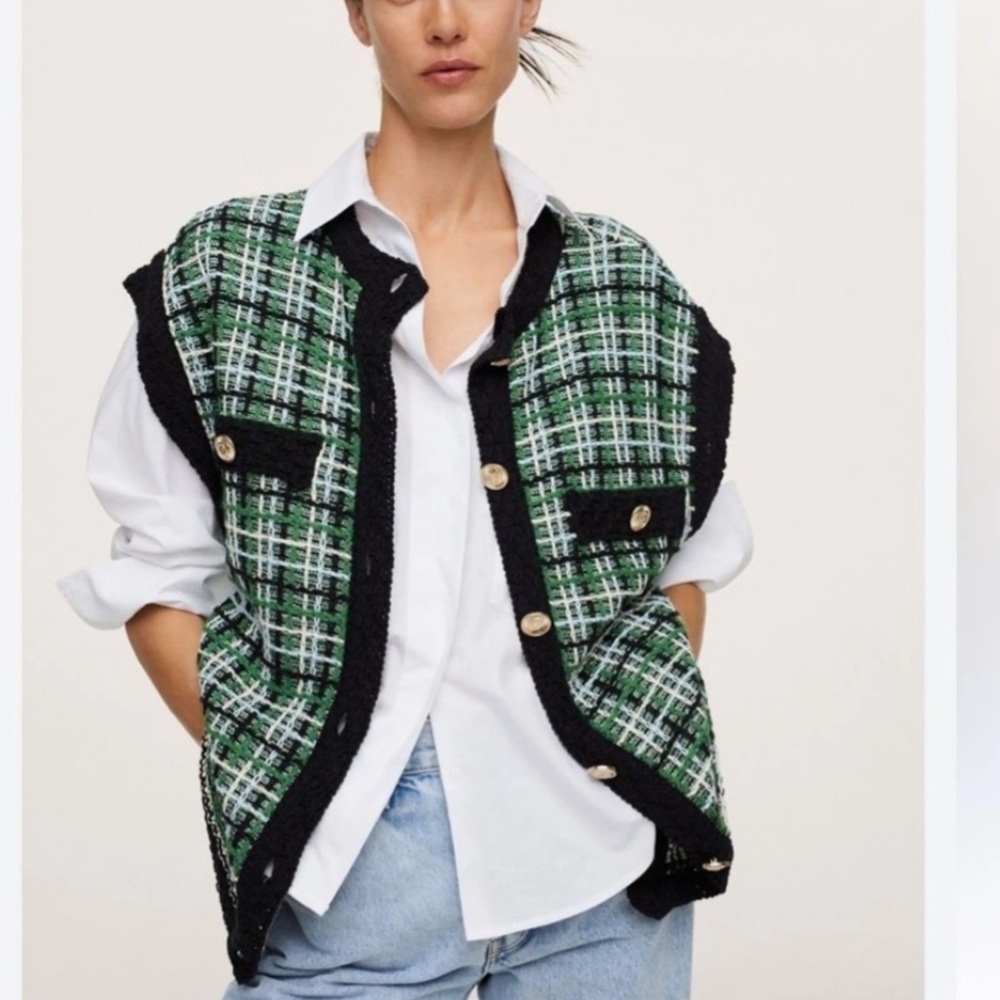 MANGO Women's Tweed Oversize Vest